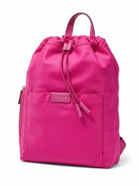 Marc Jacobs Hot Pink Nylon Drawstring Backpack Gold Hardware